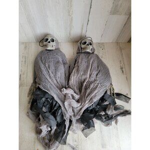 Scary grim reaper grey hanging skeleton Halloween set prop decor